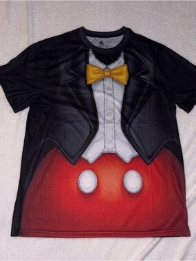 Disney Parks Mickey Mouse Tuxedo Costume T-Shirt M Black Red Short Sleeve NEW